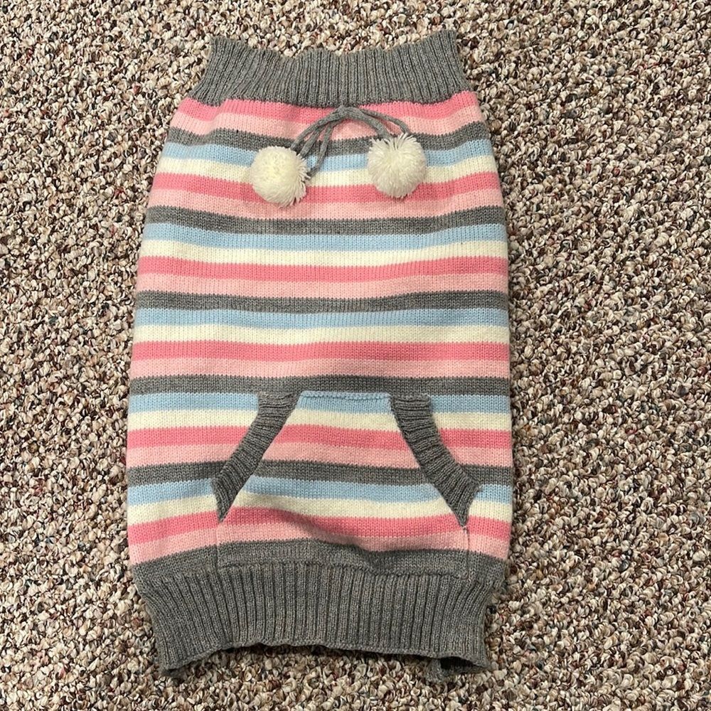 Pink/Blue/White Striped Pet Sweater